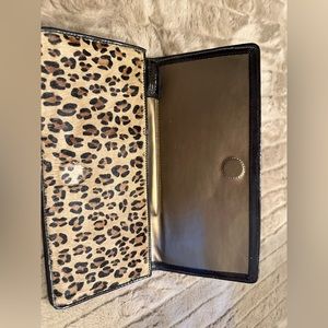 Saks 5th Ave Leopard Print Animal Fur Clutch Bag